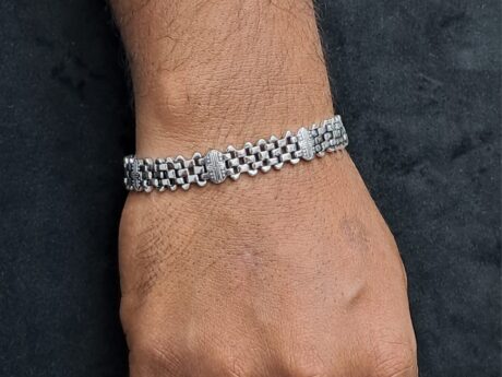 Antique Link Pattern Silver Bracelet