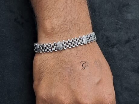 Antique Link Pattern Silver Bracelet